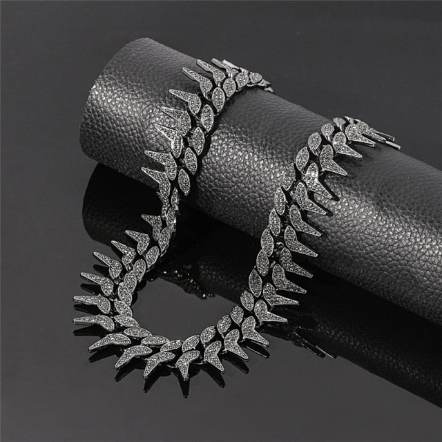 Iced Out Spiked Cuban Link Chain