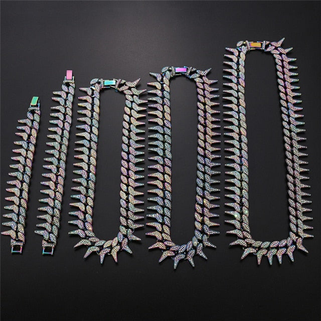 Iced Out Spiked Cuban Link Chain