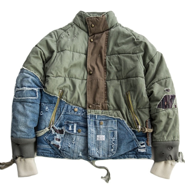 Olive Bubble Padded Patched Denim Jacket – limetliss