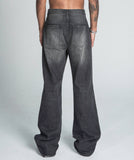 AJ09B-2 BLACK DISTRESSED BAGGY JEANS
