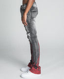 AJ23SK FLAME RHINESTONE STACKED JEANS
