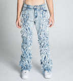 AJ18SK EXTREME FRAYED STACKED JEANS