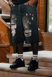 Distressed effect short denim