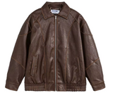 PU Leather Varsity Bomber Jacket
