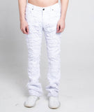 AR704 WHITE FRAYED STACKED JEANS