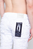 AR704 WHITE FRAYED STACKED JEANS