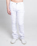 AR704 WHITE FRAYED STACKED JEANS
