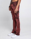 AJ29SK GREY/WHITE WASH STACKED CARGO JEANS