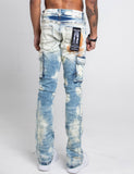 AJ29SK GREY/WHITE WASH STACKED CARGO JEANS
