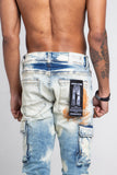 AJ29SK GREY/WHITE WASH STACKED CARGO JEANS