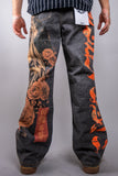 RM201B - Graphic Printed Baggy Jeans