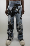 RM204B ART - Graphic Printed Baggy Jeans
