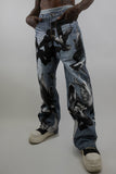 RM204B ART - Graphic Printed Baggy Jeans