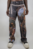 RM202B Martyr - Graphic Printed Baggy Jeans
