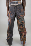 RM202B Martyr - Graphic Printed Baggy Jeans