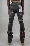 RM205SK - Graphic Printed Stacked Jeans