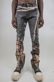 RM203SK - Graphic Printed Stacked Jeans