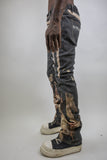 RM203SK - Graphic Printed Stacked Jeans