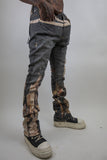 RM203SK - Graphic Printed Stacked Jeans