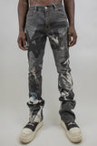 RM204SK - Graphic Printed Stacked Jeans