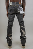 RM204SK - Graphic Printed Stacked Jeans
