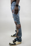 RM205SK - Graphic Printed Stacked Jeans
