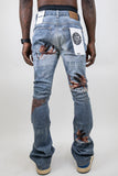 RM205SK - Graphic Printed Stacked Jeans