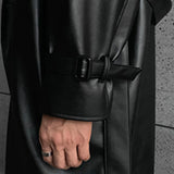 Faux Leather Trench Coat