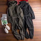 Matte Multi-Pocket Hooded Jumpsuit Overalls