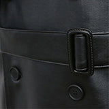 Faux Leather Trench Coat