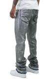 METALLIC PRINTED STACKED JEANS AJ07C