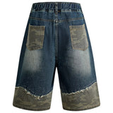Camouflage Patchwork Denim Shorts
