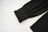 Victorian High-Neck Ruffle Blouse w/ Jabot+Brooch