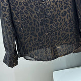 Meshed Leopard Print Button-Up