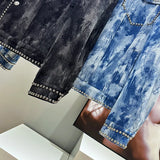 Studded Acid Wash Denim Jacket