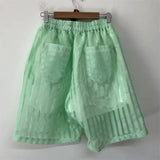 Stripe Breathable Organza Loose Shorts