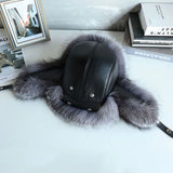 Oversized Fox Fur Leather Trapper Hat