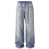 Rhinestone Washed Denim Jeans