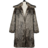 Long Grey Faux Fur Coat