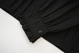 Victorian High-Neck Ruffle Blouse w/ Jabot+Brooch