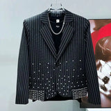 Midnight Pinstripe Studded Blazer