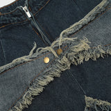 Loose Patchwork Tassel Jean Shorts