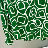 Green Retro Geometric Button-Up Shirt