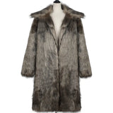 Long Grey Faux Fur Coat