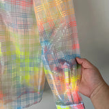 Rainbow Plaid Transparent Button-Up