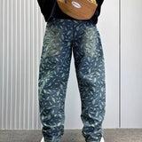 Feather Stitched Denim Jeans