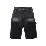Patchwork Washed Denim Shorts
