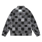 Checkerboard Flared Patchwork Jacket