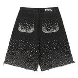 Fully Loaded Crystal Rhinestone Denim Shorts