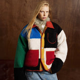Color Block Patchwork Plush Padded Jacket